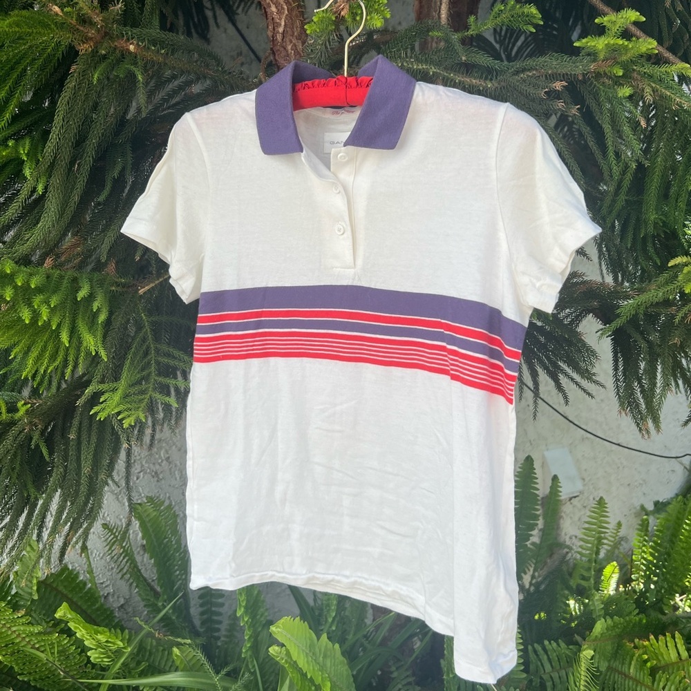 GANT Ruggers Women’s Polo Shirt with Purple and Red Stripes